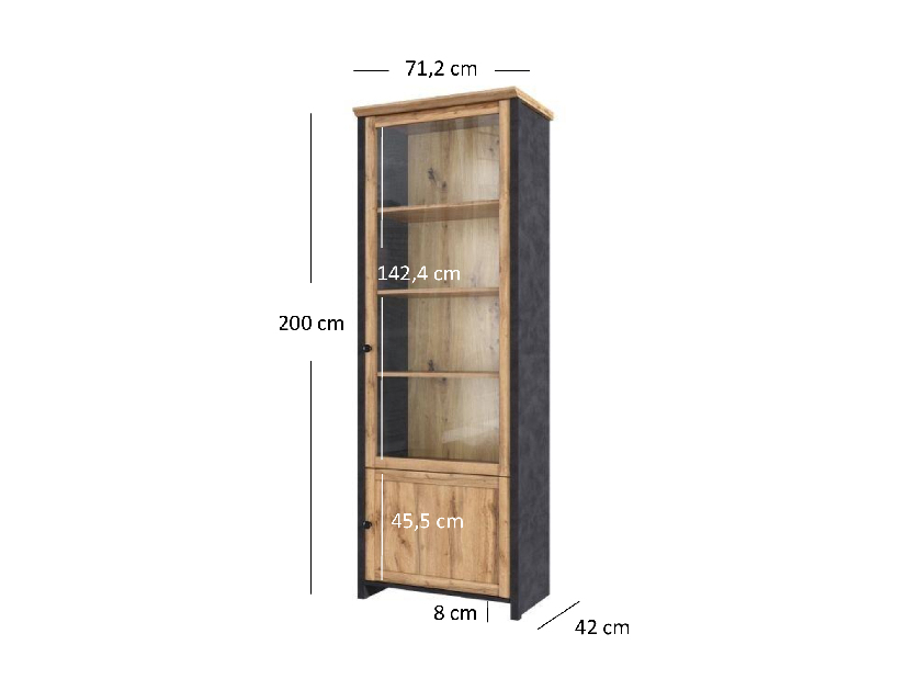 Vitrina Nella 1D1W (hrast wotan + matera)