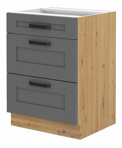 Alsó konyhaszekrény Lucid 60 D 3S BB (artisan tölgy + dustgrey)