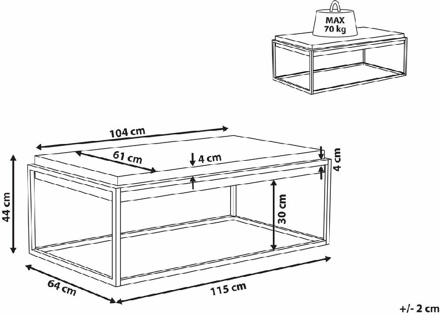 Masă de cafea ALTOONA (MDF) (lemn deschis)