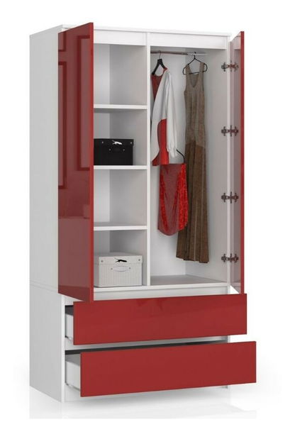 Šatníková skriňa Safwan (červený lesk)