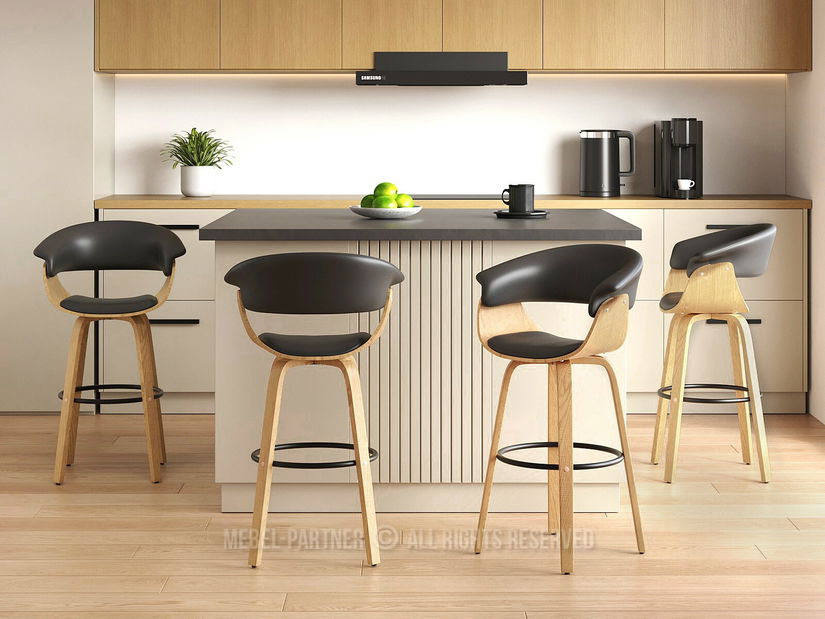 Scaun bar Elynah 65 (negru + stejar)