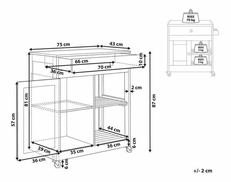 Tálalóasztal Ture (szürke) 
