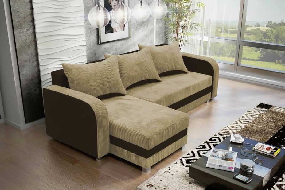 Rohová sedačka Lycus (L) (béžová + hnedá) *bazár