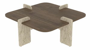 Konferenčný stolík Poalo (orech + travertín)