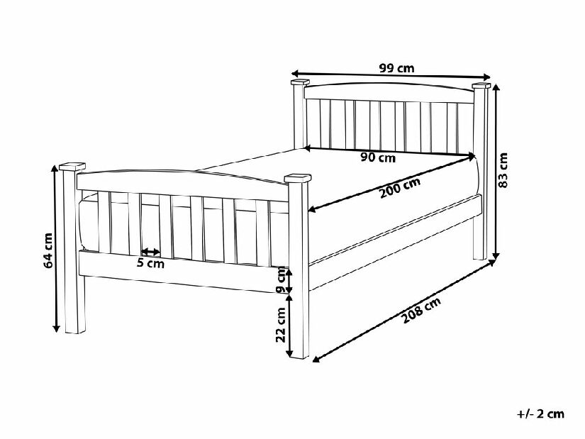 Egyszemélyes ágy 90 cm GERNE (ágyráccsal) (fehér)