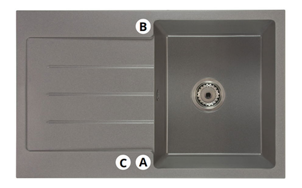 Kuchynský drez Ruxom (čierna) (s 3 otvormi pre batériu) (L)