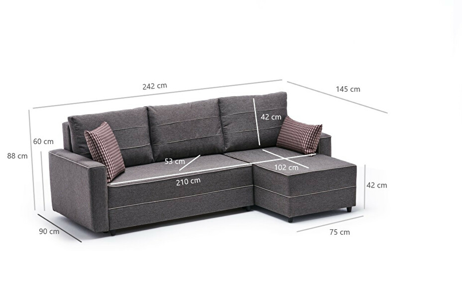 Kutna sofa na razvlačenje Elnath (smeđa) (D)