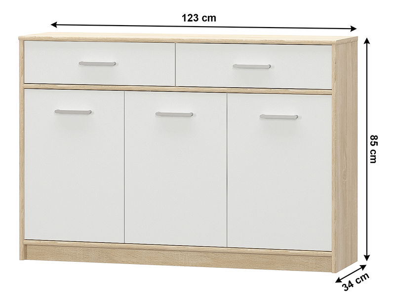 Comodă Thornham 3D2S (Alb)