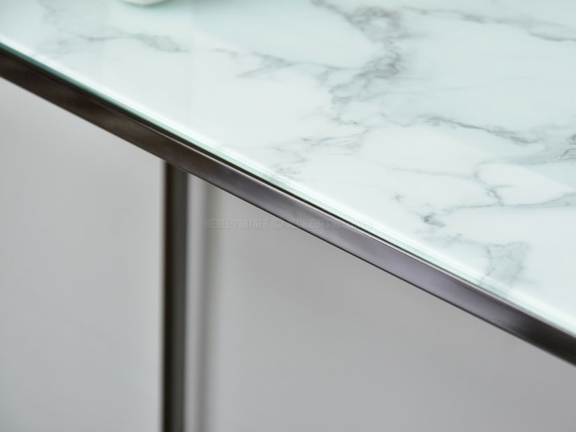 Konzolový stolík Bella Kons (biely mramor + čierna)