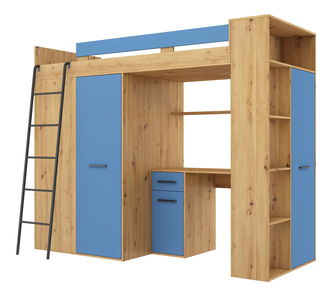 Emeletes ágy 90 cm Vivian (B) (ágyráccsal) (artisan tölgy + égszínkék)