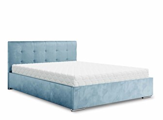 Bračni krevet 140 cm Hermila (plava) (s podnicom i prostorom za odlaganje)
