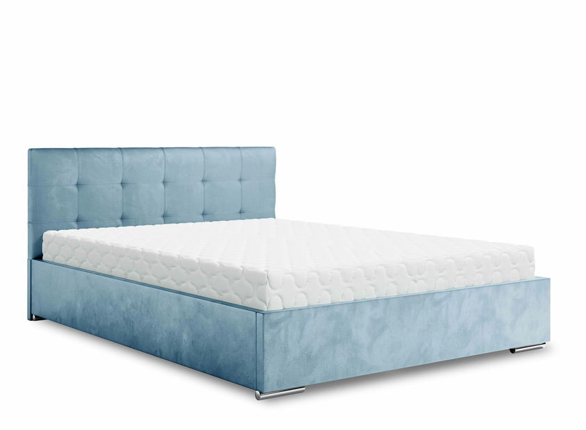 Franciaágy 160 cm Hermila (kék) (ágyráccsal és tárolóhellyel)