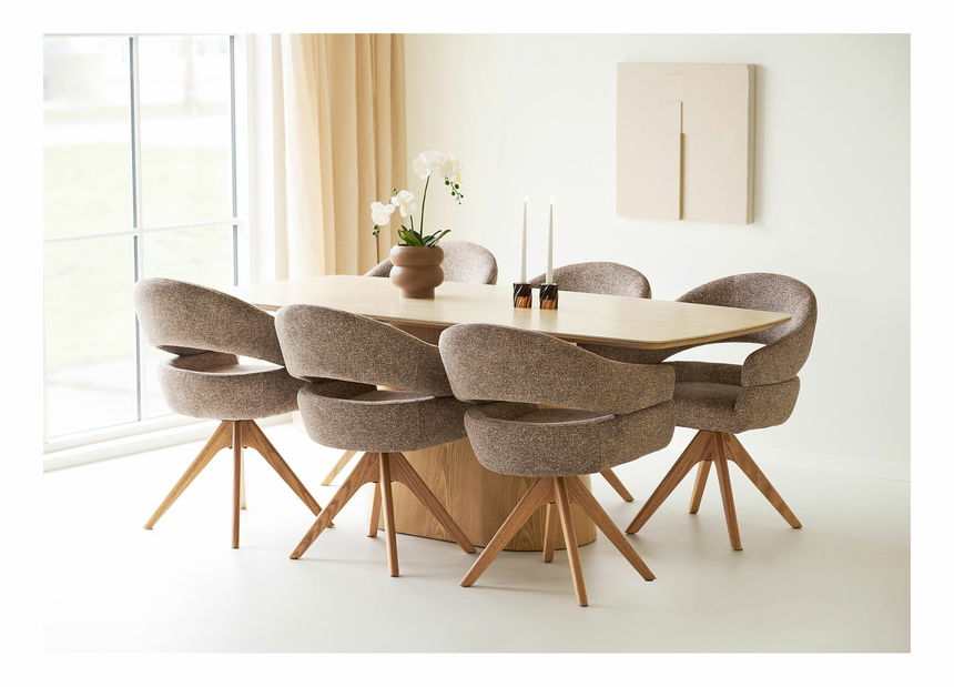 Jedálenský set Nnameria (prírodná + kamenná + hnedá)