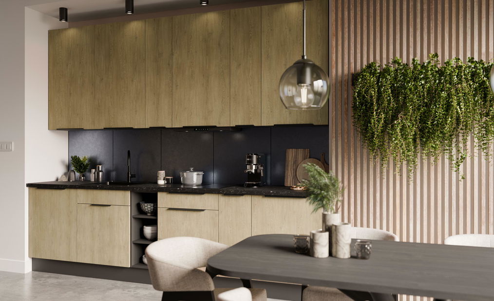 Bucătărie 300 cm Carminia 4 (stejar cremona + antracit)