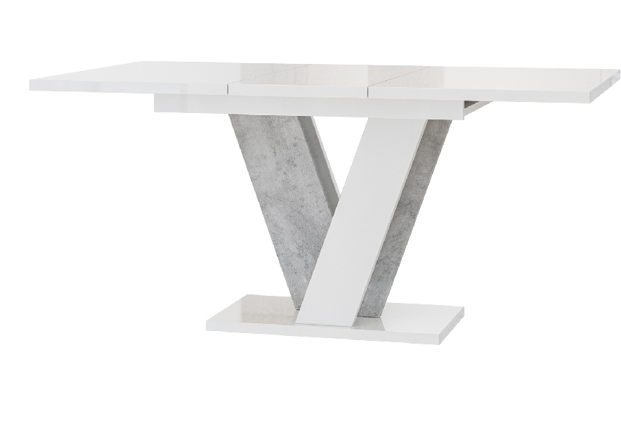 Masă de sufragerie Venag (alb lucios + piatra) (pentru 4 6 persoane) *vânzare