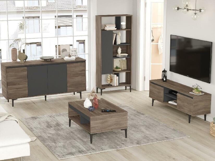 Set mobilier pentru living Levosi 3 (Nuc + antracit) 