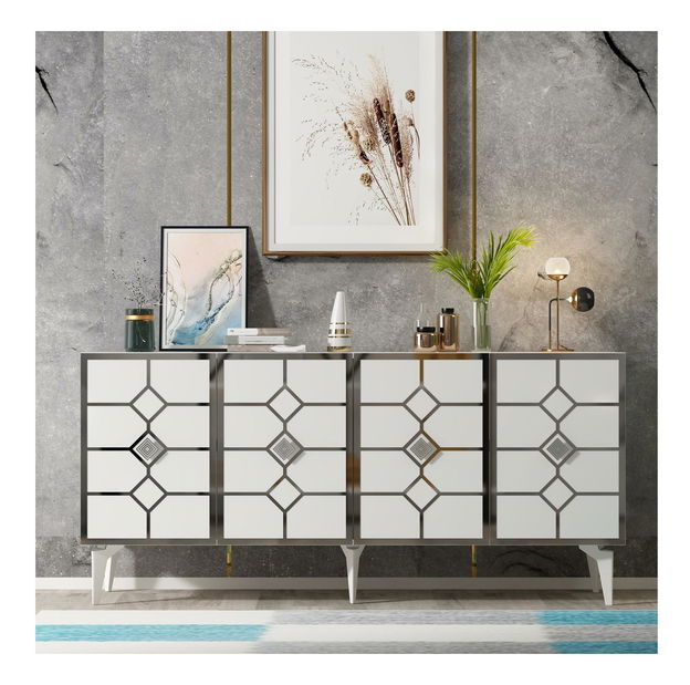 Szekrény Pivuti (fehér + ezüst) 