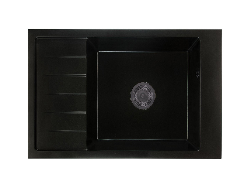 Chiuvetă de bucătărie Lurano (negru) (cu 2 orificii pentru robinet) (S)