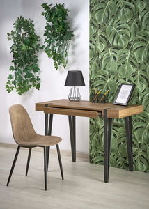 Písací stolík Bernie (tmave drevo + čierna)