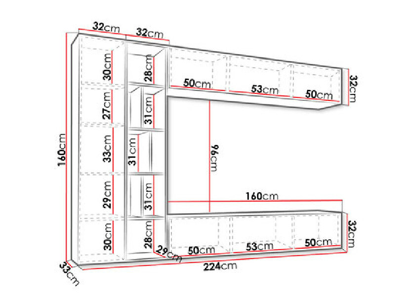 Mobilier living Londria (Alb + Alb + stejar artisan)