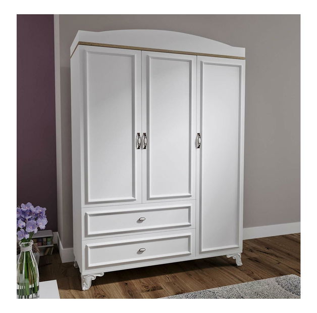 Šatníková skrňia Listra (dub + biela) 