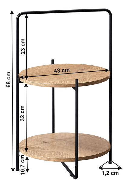 Príručný stolík Larni (dub + čierna)