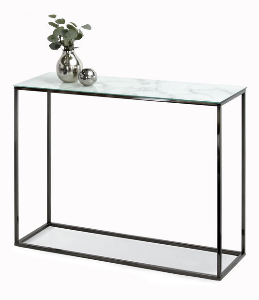 Măsuță consolă Bella Kons (marmură albă + negru)