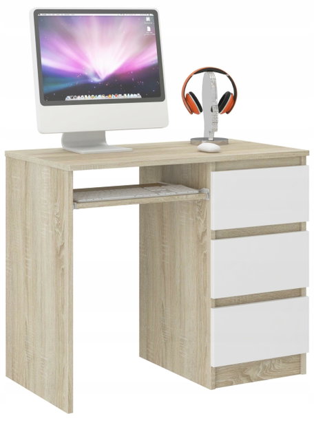 Masă PC Nubro (stejar sonoma + alb) (D)