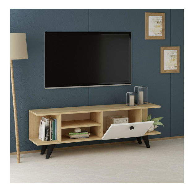 Masă TV/Dulap Napiku (stejar + alb) 