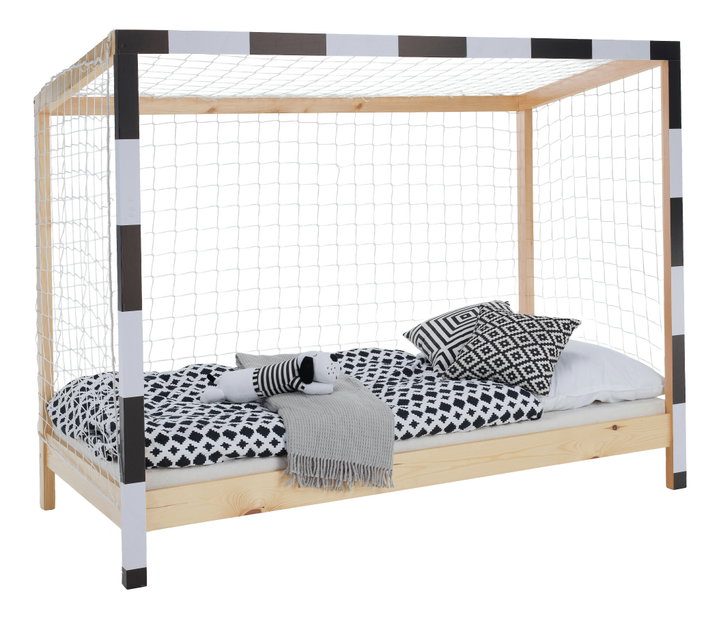 Dječji krevet na kat 90 cm Facilmente (prirodna + bijela + crna) (s podnicom)