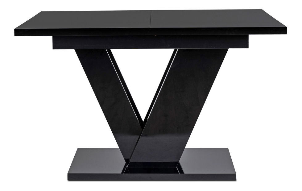 Rozkladací jedálenský stôl Comentado (lesk čierny) (pre 4-6 osôb)