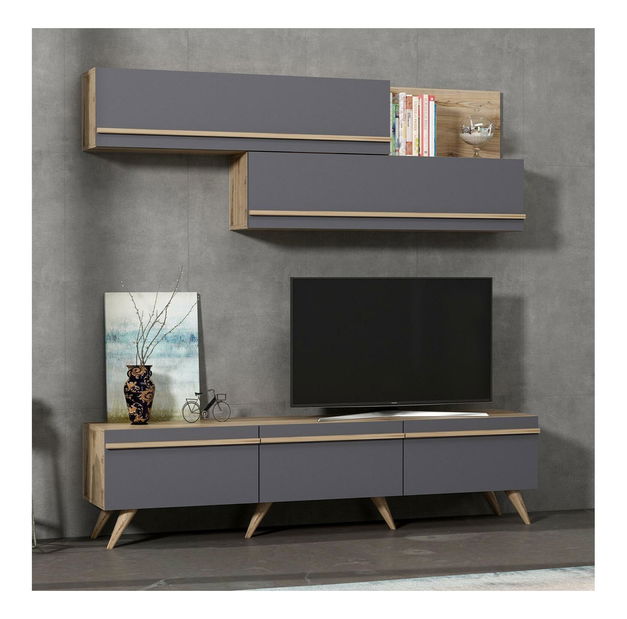 Set za dnevni boravak Amstel (antracit + orah)