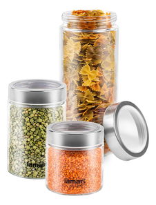 Konyhai tárolódoboz Lamart Can szett kerek (átlátszó) (3 db.)