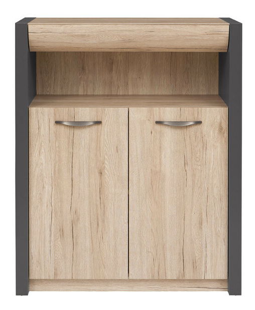 Szekrény Evelyne REG2D1S/11/9 (Wolfram szürke + világos San remo tölgy)