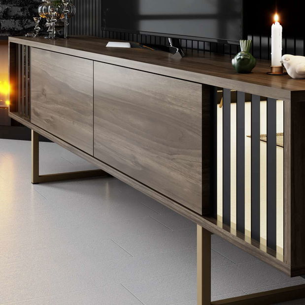 TV asztal/szekrény Goldise (dió + arany)