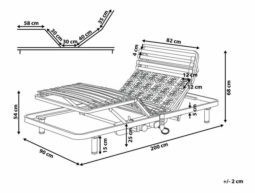 Lamelový rošt 200x90 cm Muun (sivá) (elektrický)