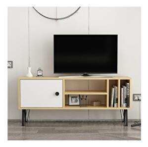 TV asztal/szekrény Simima 3 (tölgy + fehér) 