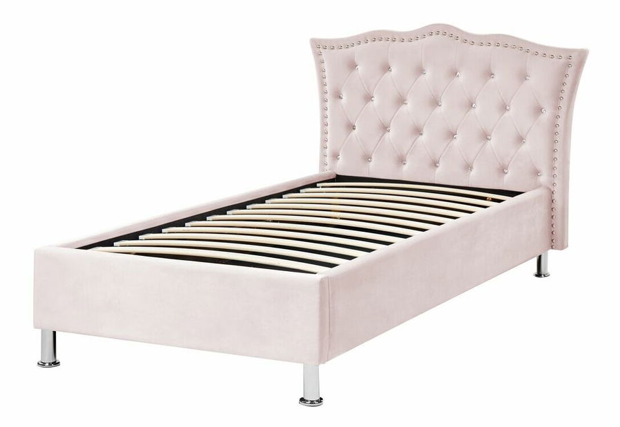 Egyszemélyes ágy 200 x 90 cm Metty (rózsaszín) (ágyráccsal) (tárolóhellyel)