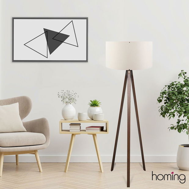 Lampă de podea Amorekko 3 (crem + maro)