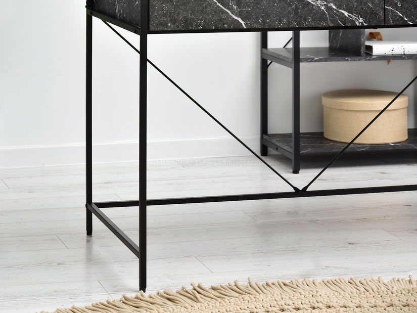 PC stolík Unica (čierny mramor + čierna)