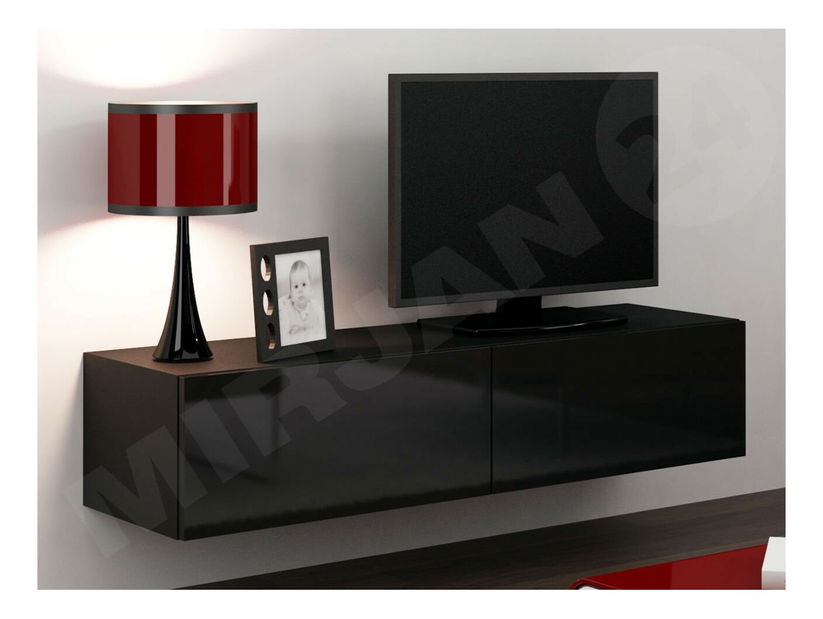 TV asztal/szekrény Zylia 140 (fekete + fényes fekete)