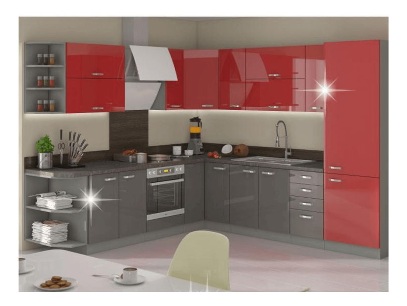 Dulap superior de bucătărie 80 GU-72 Pleitton (roșu lucios)