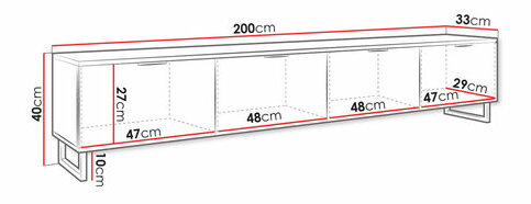 Dulap TV Ketuna 200 (Negru grafit + Negru) 