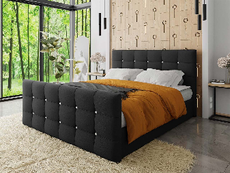Manželská posteľ 180  cm Aqua (čierna ) (s roštom, matracom a úl. priestorom)