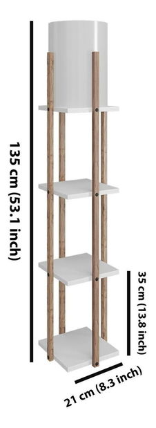 Lampă de podea cu rafturi Narakotta 1 (natural + alb)