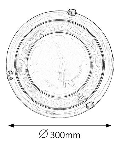 Stropna svjetiljka Laretta 3713 (staklo od rižinog kamena + brončane ručke)