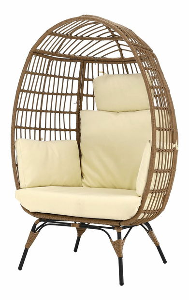 Rattan fotel KARMAN (natúr + fekete + bézs)