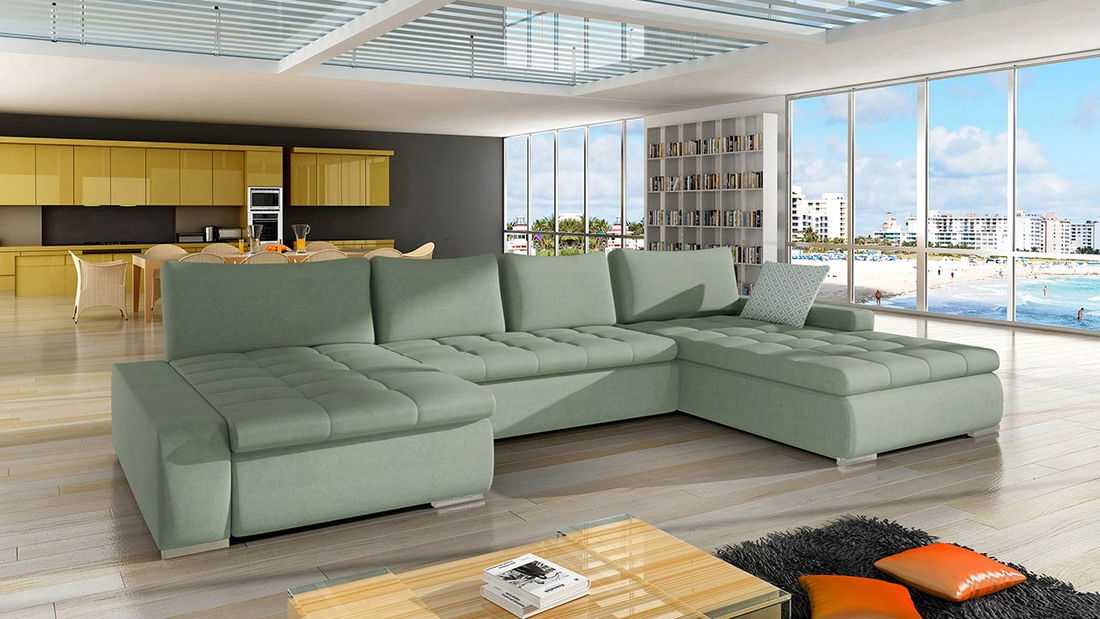 U alakú ülőgarnitúra Caro (zöld) * kiárusítás