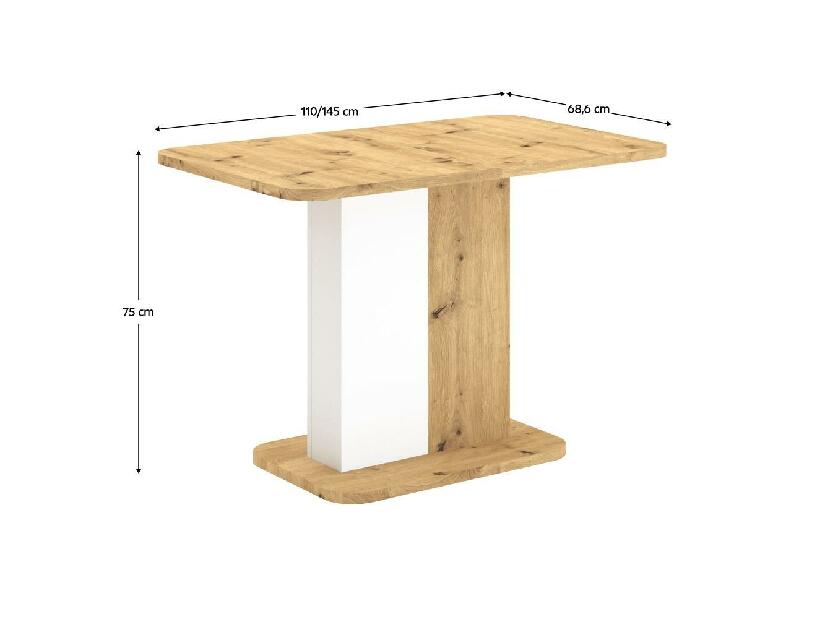 Rozkladací jedálenský stôl Netanax (dub artisan + biela) (pre 4-6 osôb)