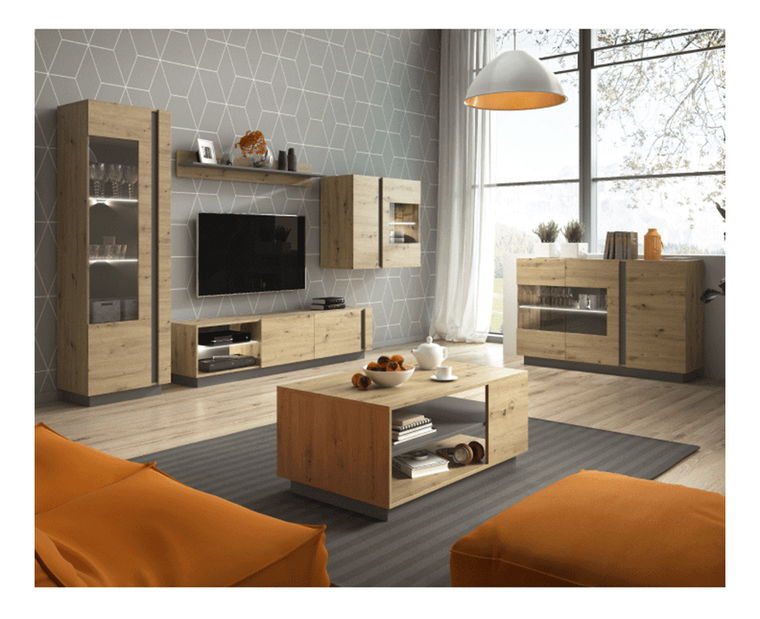 Tv asztal/Szekrény City Typ 138 (Tölgy Artisan + Grafit)